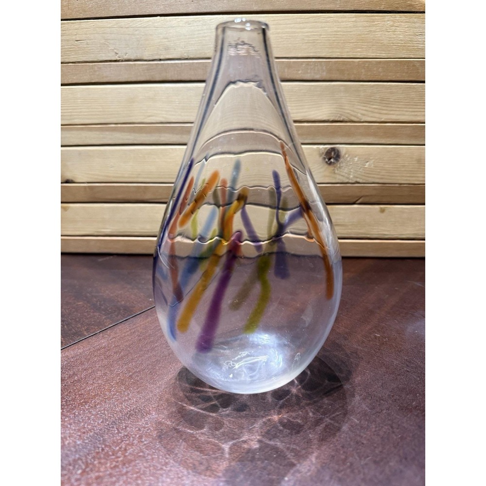Hand Blown Teardrop Shaped MCM Vase Tauan Glass 7" Tall